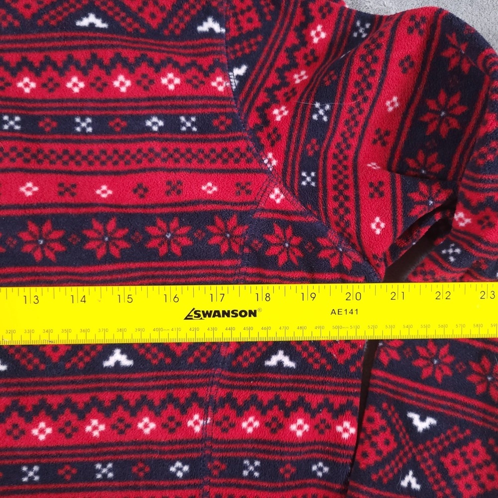 Eddie Bauer Fleece Pullover Womens Large‎ Red Geometric 1/4 Zip Sweater Holiday - Picture 3 of 9